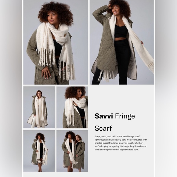 Savvi Cream Fringe Scarf - Picture 12 of 14